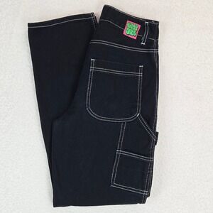 Empyre Tori Carpenter Pants Womens 0 Black Contrast Stitch High Rise Skater Neon